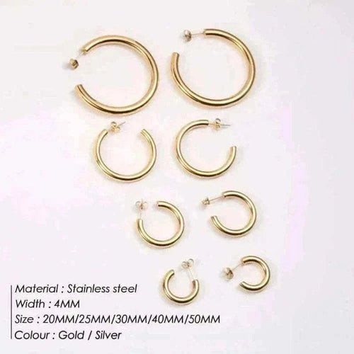 eManco Stainless Steel Large Hoop Earrings Hip Hop Style Women's Jewelry Multi-Size Stacking Earrings Party Favors.