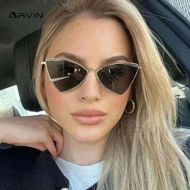 Fashion Hot Metal Sunglasses Triangle Hip Hop Cyberpunk Stylish Irregular Small Frame Sun glasses Women Travel Cool Eyewear.