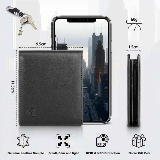 Men's Leather Wallets-Genuine Leather Wallet Men Classic Black Soft Purse Coin Pocket Credit Card Holder.