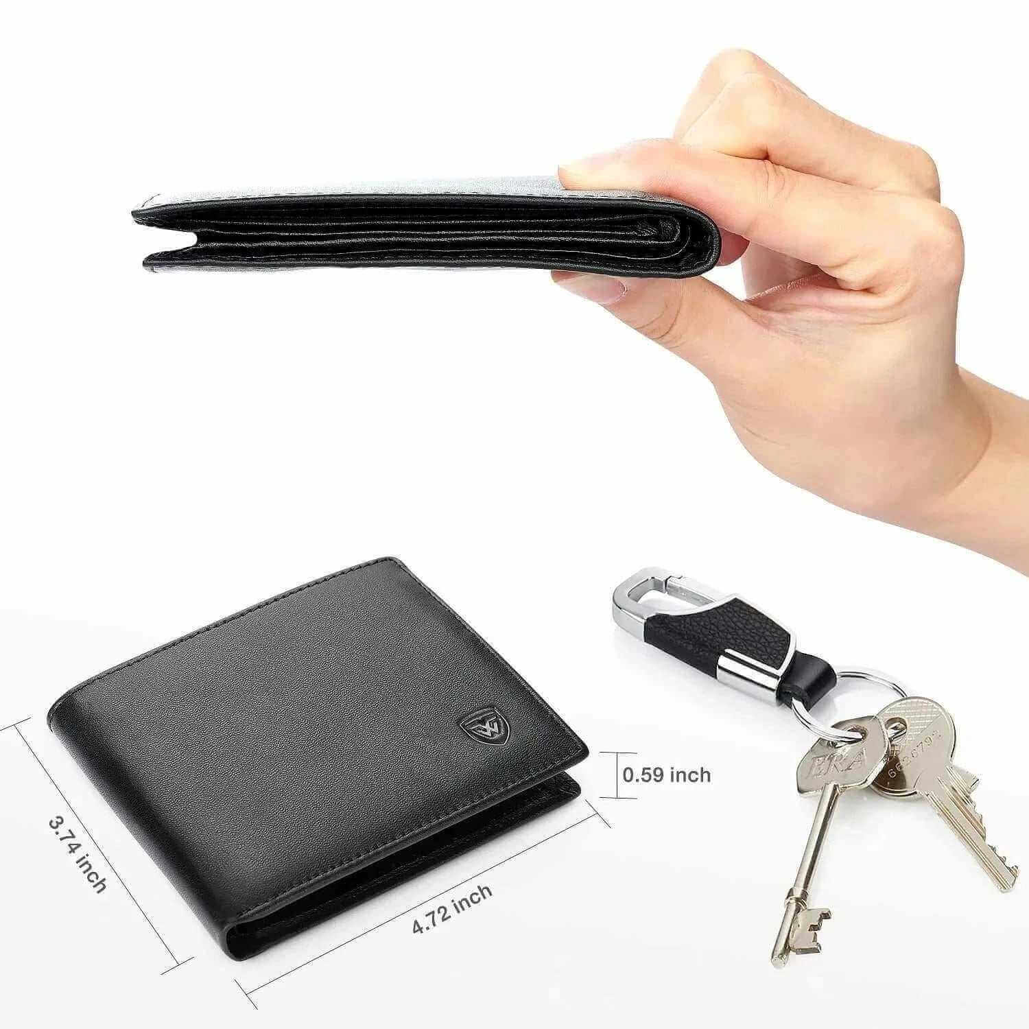 Men's Leather Wallets-Genuine Leather Wallet Men Classic Black Soft Purse Coin Pocket Credit Card Holder.