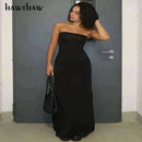 ladies dresses , Women Wearing Sexy Strapless Black Dress