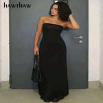 dress online uk , Women Wearing Sexy Strapless Black Dress