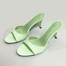 Heeled Footwear Green Female Slides