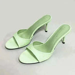 Heeled Footwear Green Female Slides