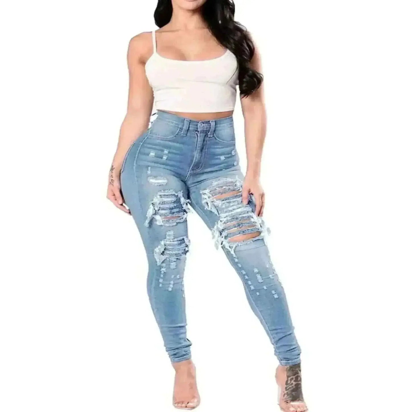 womens jeans uk,  HOLE Denim Women 2024 High Waist Ripped Jeans