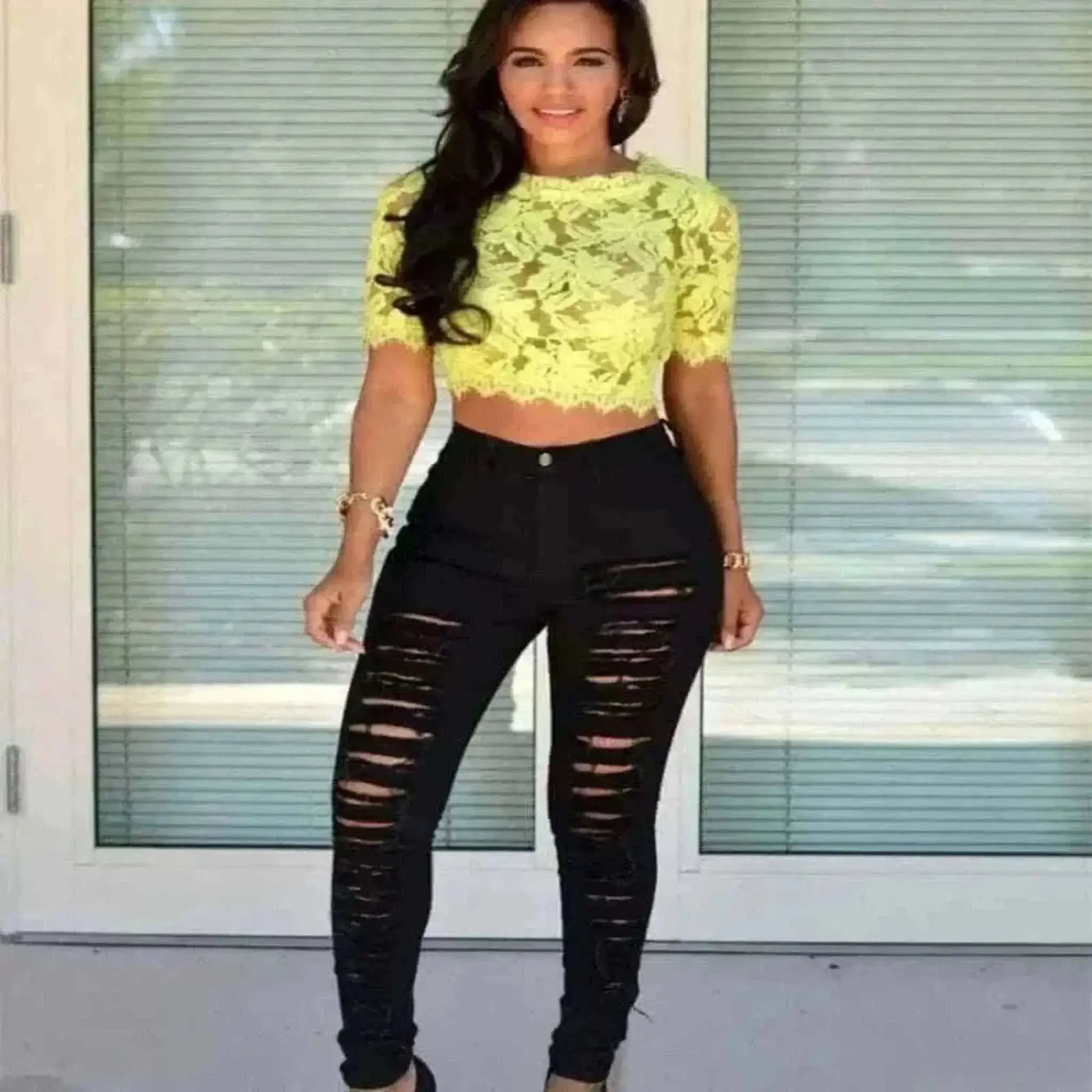 womens jeans uk, HOLE Denim Women 2024 High Waist Ripped Jeans for Women Skinny Black Pockets Jeans Woman Elastic Slim Jean Female Femme Pants.