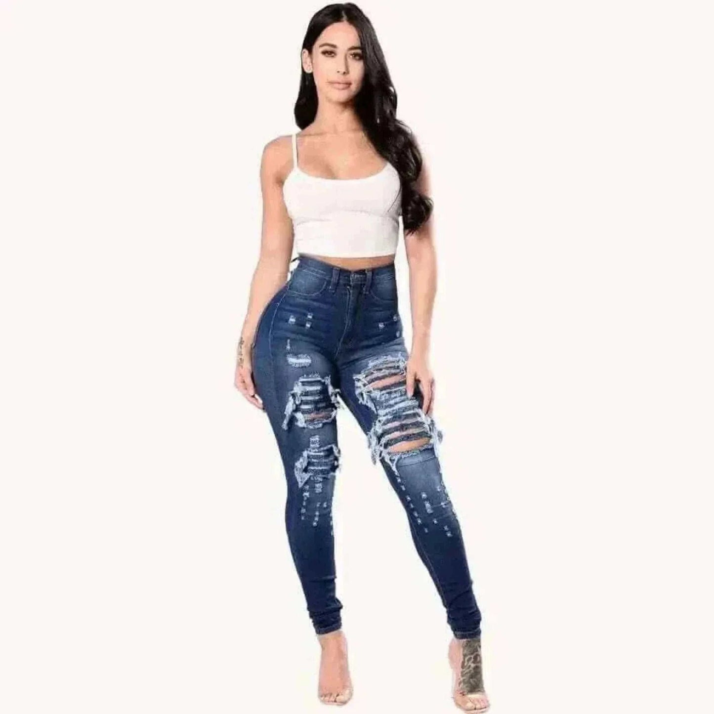 womens jeans uk,  HOLE Denim Women 2024 High Waist Ripped Jeans