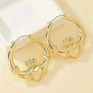 Post Stud Heart Hoop Earrings