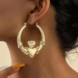 Post Stud Heart Hoop Earrings