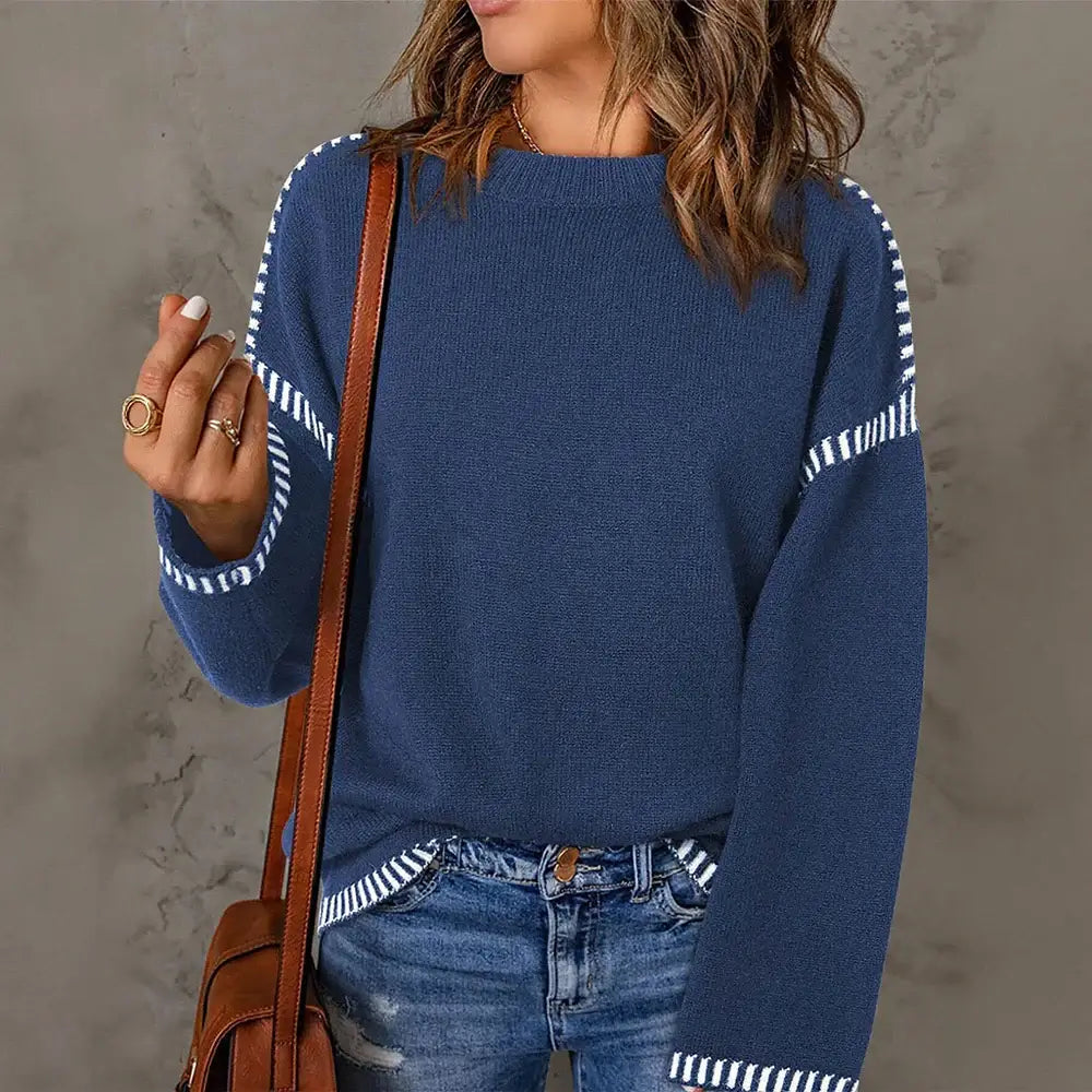 jumper clothing, Women's Sweaters Navy Blue Autumn Winter 2025