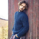 sweaters- Man Wearing Blue Sweater Long Sleeve Straight Round Pullover
