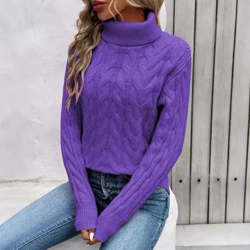 jumpers offers Women's Purple Sweaters 2025 Fashionable Autumn Winter Clothes Woman Knitwear Pullover