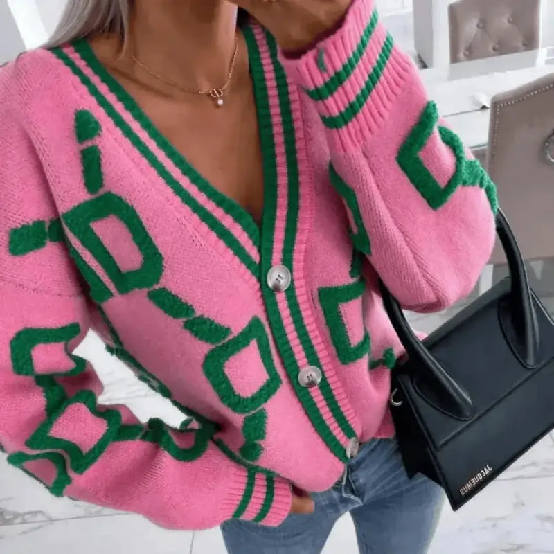  jumpers , Autumn Winter Pin Jacquard Knitted Coat