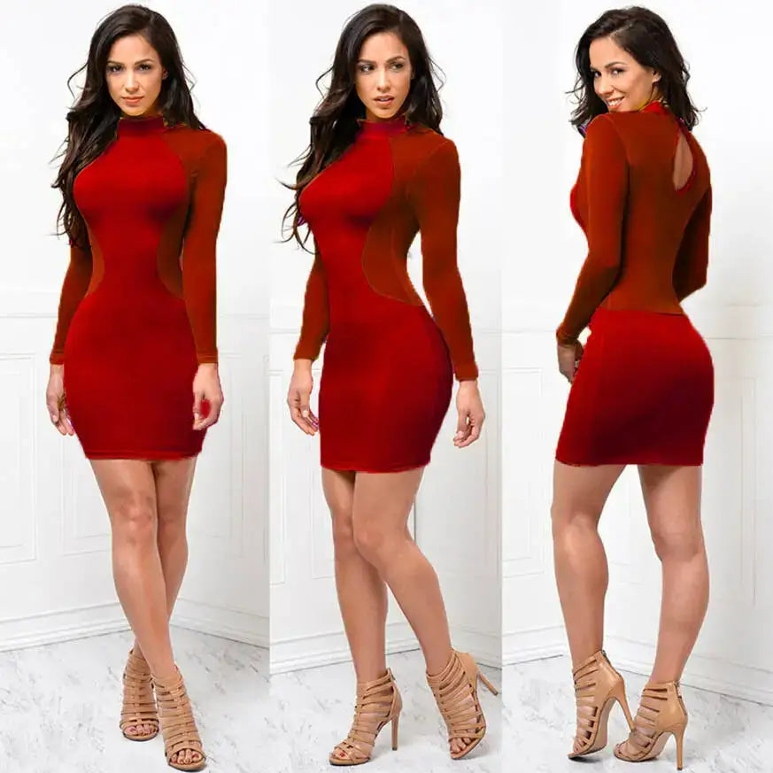 ladies dresses uk |  New Women Summer Casual Long Sleeve O-Neck Backless Red Dress 