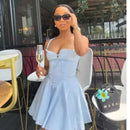 ladies dresses uk, YENKYE New Women Elegant Party Mini Dresses Blue