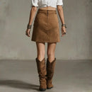 ladies skirts uk  | Tassel Suede Skirt Fashionable Solid Color back view