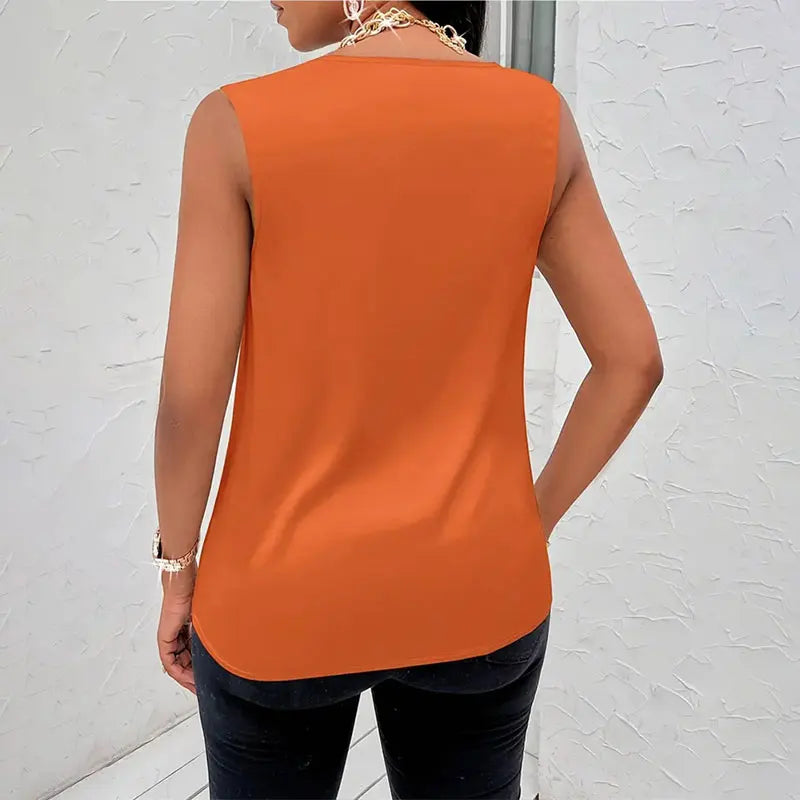 ladies summer tops uk. Women Vest Summer Tank For Ladies in Orange Back View