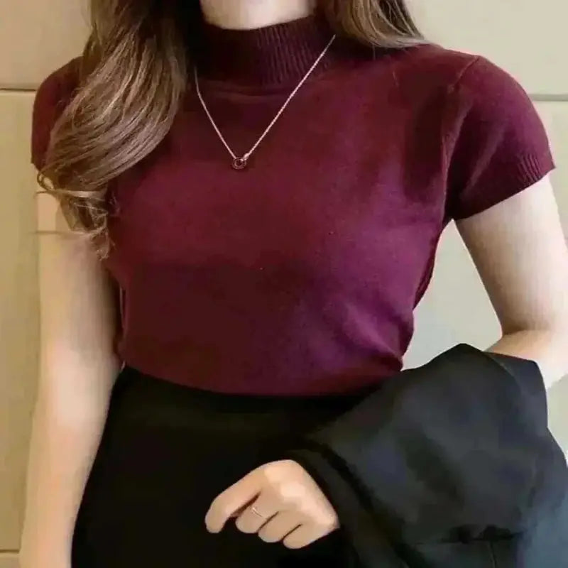 ladies summer tops ukWomen's Wine red High Neck Tops. 