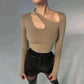ladies summer tops uk offering Women Wearing Hollowing Irregularity Body Korean Cotton Khaki Top