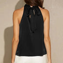 ladies summer tops uk,  Women's Sleeveless Solid Color T Shirt Basic Crop Tops Black Back View