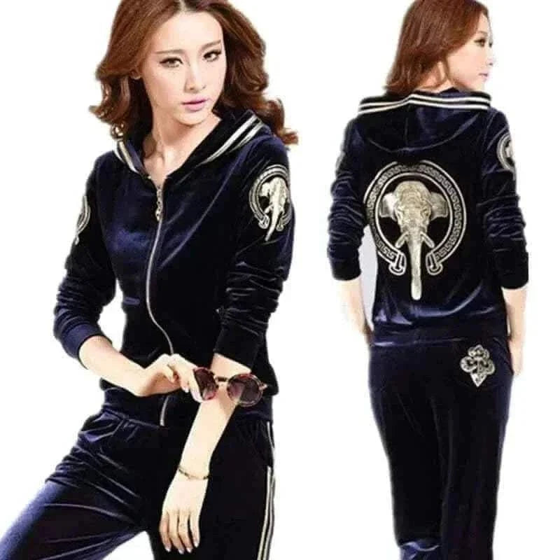 ladies tracksuits uk, Velvet Tracksuit Women Two Piece Pants Set