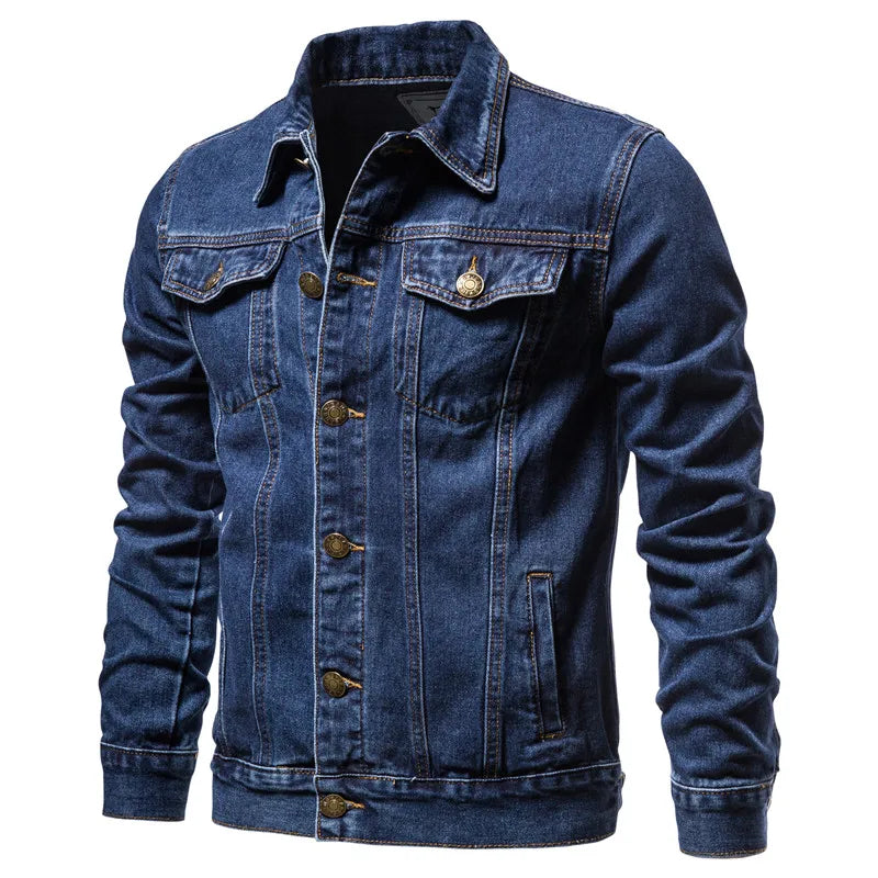 lightweight summer jacket men's uk |  Men Solid Denim Jackets Fashion Motorcycle Vintage Blue 