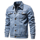 lightweight summer jacket men's uk |  Men Solid Denim Jackets Fashion Motorcycle Vintage Sky blue