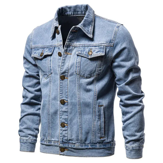 lightweight summer jacket men's uk |  Men Solid Denim Jackets Fashion Motorcycle Vintage Sky blue