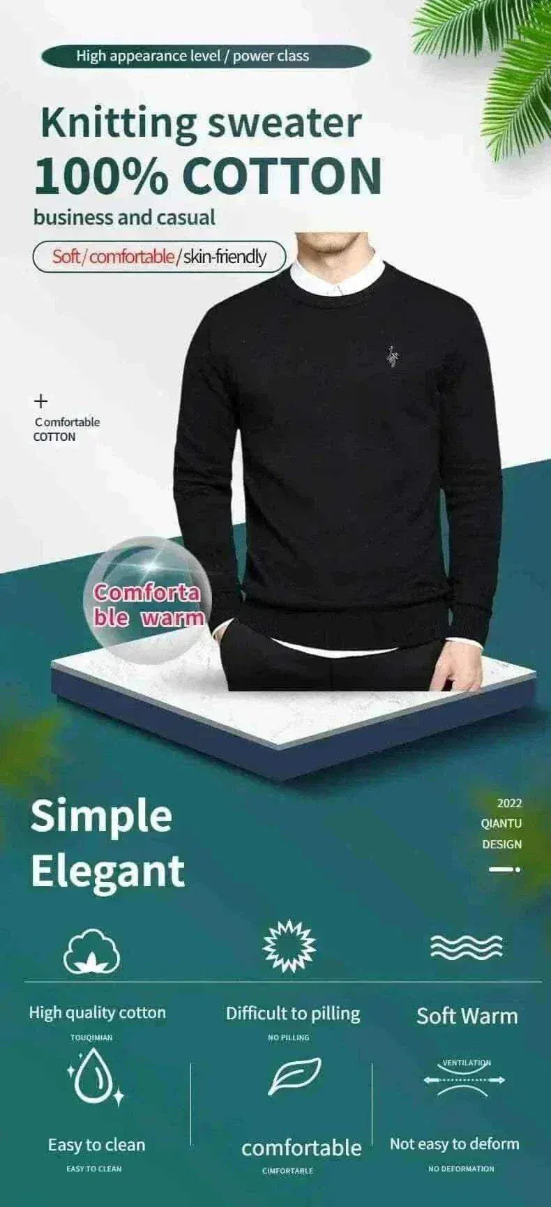 Men Pullover 2022 Autumn Winter Soft Warm Jersey.