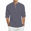 mens t shirt uk, Men's Casual Cotton Stand Collar Long Shirt