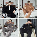Men Warm Flannel Pajamas Autumn Thicken Long-sleeved Trousers Two-Piece Set Winter Man Pyjamas Loose Comfortable Sleepwear Suit.
