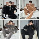 Men Warm Flannel Pajamas Autumn Thicken Long-sleeved Trousers Two-Piece Set Winter Man Pyjamas Loose Comfortable Sleepwear Suit.