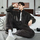 Men Warm Flannel Pajamas Autumn Thicken Long-sleeved Trousers Two-Piece Set Winter Man Pyjamas Loose Comfortable Sleepwear Suit.