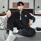 Men Warm Flannel Pajamas Autumn Thicken Long-sleeved Trousers Two-Piece Set Winter Man Pyjamas Loose Comfortable Sleepwear Suit.