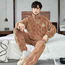 Men Warm Flannel Pajamas Autumn Thicken Long-sleeved Trousers Two-Piece Set Winter Man Pyjamas Loose Comfortable Sleepwear Suit.