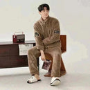 Men's Fashion Style Store Men Warm Flannel Pajamas Autumn Thicken Long-sleeved Trousers Two-Piece Set Winter Man Pyjamas Loose Comfortable Sleepwear Suit