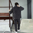 Men Warm Flannel Pajamas Autumn Thicken Long-sleeved Trousers Two-Piece Set Winter Man Pyjamas Loose Comfortable Sleepwear Suit.
