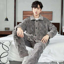 Men's Fashion Style Store Men Warm Flannel Pajamas Autumn Thicken Long-sleeved Trousers Two-Piece Set Winter Man Pyjamas Loose Comfortable Sleepwear Suit