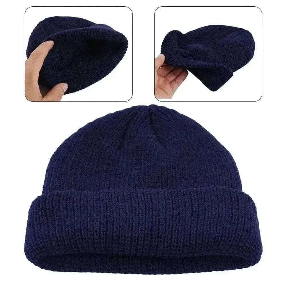 Men's Fashion Style Store Men Women Knitted Hat Beanie Skullcap Sailor Docker solid fashion Cuff Brimless Cap Rogue Melon Fur Woolen Knitted beanies hats