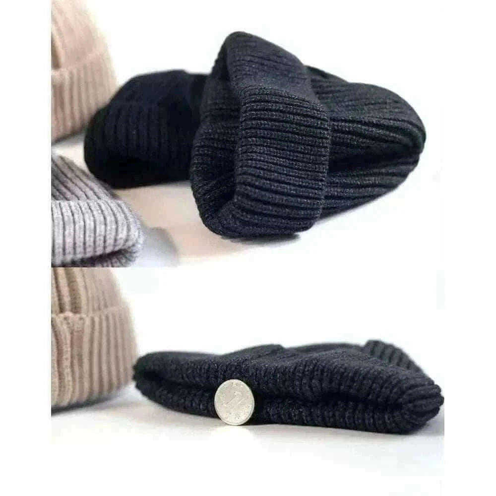 Men Women Knitted Hat Beanie Skullcap Sailor Docker solid fashion Cuff Brimless Cap Rogue Melon Fur Woolen Knitted beanies hats.