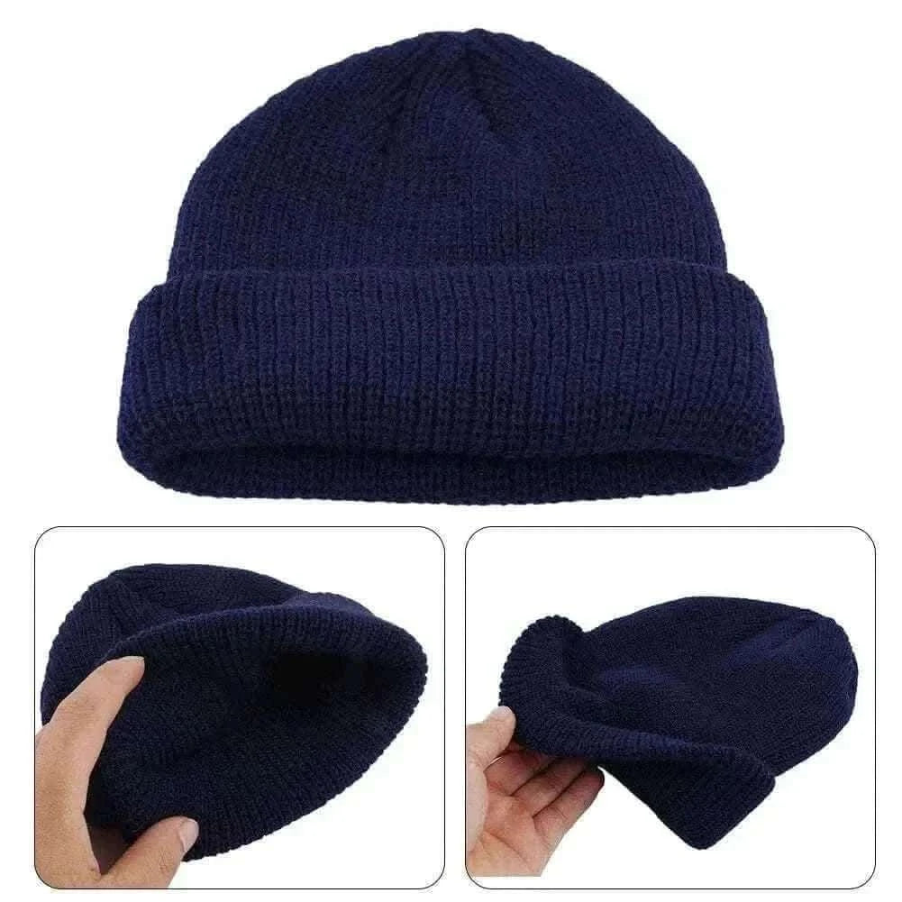 Men's Fashion Style Store Men Women Knitted Hat Beanie Skullcap Sailor Docker solid fashion Cuff Brimless Cap Rogue Melon Fur Woolen Knitted beanies hats