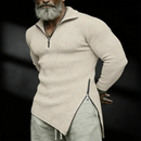men's quarter-zip slim-fit Khaki sweater Side View