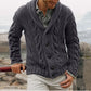 mens sweaters uk . men's single-breasted loose models coarse Dark Grey needle sweater