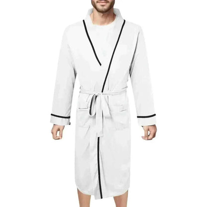 Men Bathrobe=Mens Cotton Bathrobe Spring And Summer Solid Color Lace-Up Men's Pajamas Home Wear Long Sleeve Male Bathrobe Dressing Night Gown.