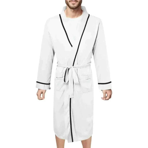 Men Bathrobe=Mens Cotton Bathrobe Spring And Summer Solid Color Lace-Up Men's Pajamas Home Wear Long Sleeve Male Bathrobe Dressing Night Gown.