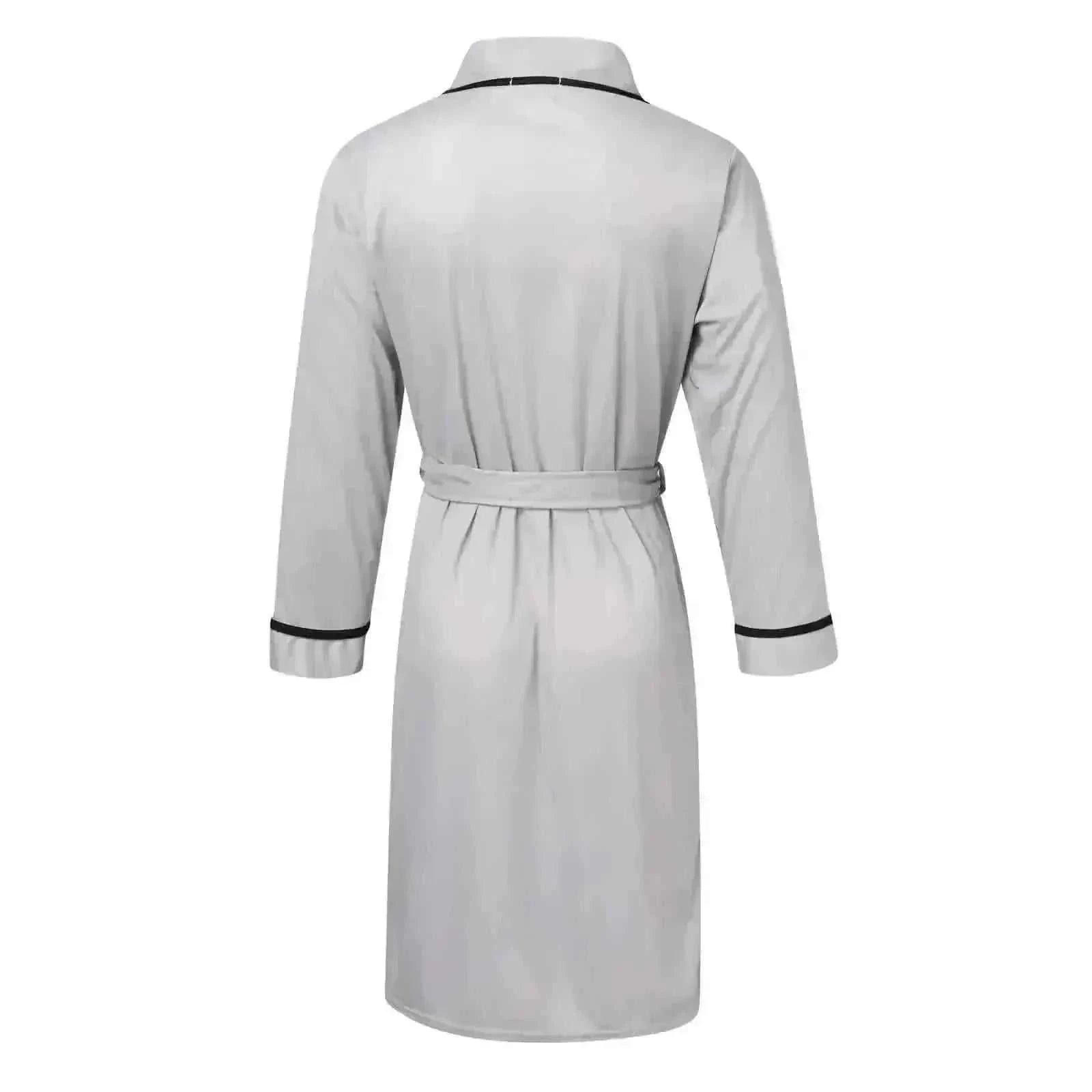 Men Bathrobe-Mens Cotton Bathrobe Spring And Summer Solid Color Lace-Up Men's Pajamas Home Wear Long Sleeve Male Bathrobe Dressing Night Gown.