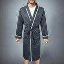 -Men Bathrobe-Mens Cotton Bathrobe Spring And Summer Solid Color Lace-Up Men's Pajamas Home Wear Long Sleeve Male Bathrobe Dressing Night Gown.