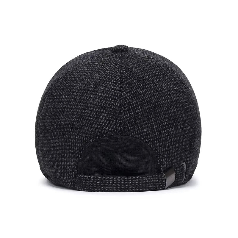 mens caps uk , Men's Hat with Earmuffs Black Back View
