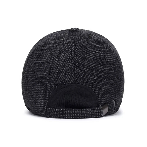 mens caps uk , Men's Hat with Earmuffs Black Back View