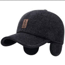 mens caps uk , Men's Hat with Earmuffs Black Front View